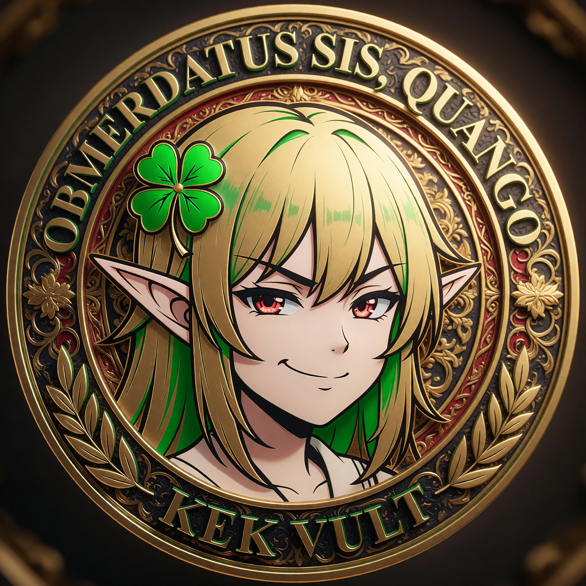 Change the clover to the same green as the 4chan logo and replace her ears with elf ears