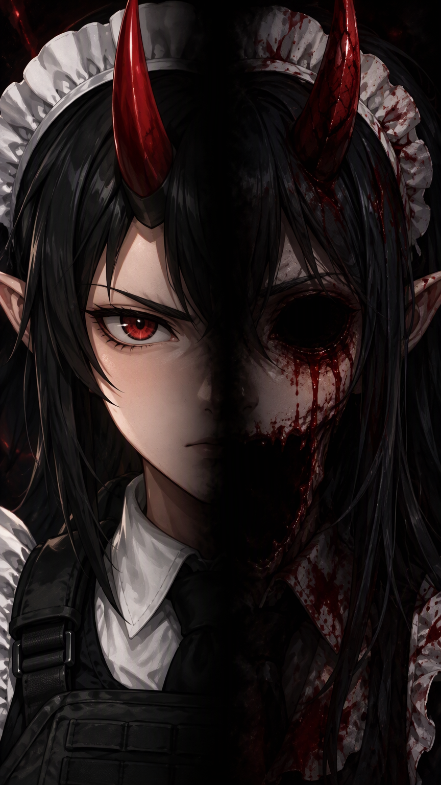 # Image Generation Prompt — Character-Neutral Dual-Character Split-Face Portrait



Create a **highly detailed, extreme close-up cinematic portrait featuring two completely distinct characters visuall