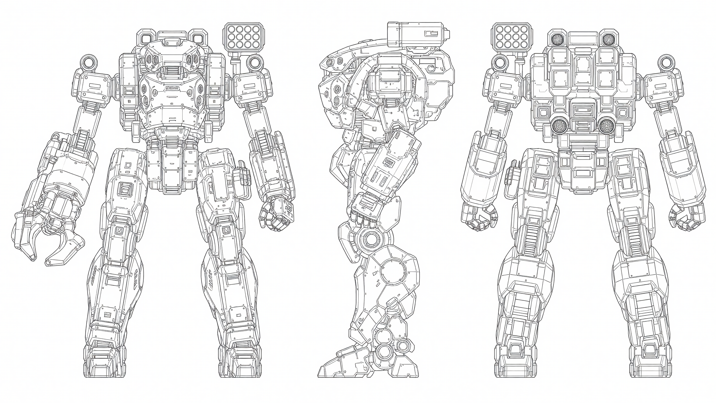 Edit the first image into a full character reference sheet in clean line art. Remove the weapon from the character’s right hand so that hand is empty.

POSE & PROPORTIONS: Keep the character’s identit