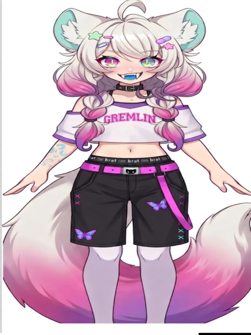 can you like unfuck up her face so she has one set of big incisors and she has a blue inner mouth
