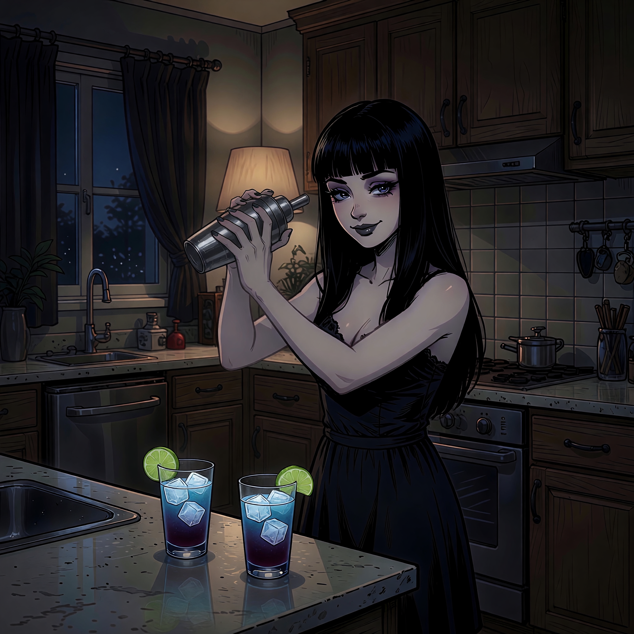 Remove the smoke effect from the drinks and add two ice cubes in each glass