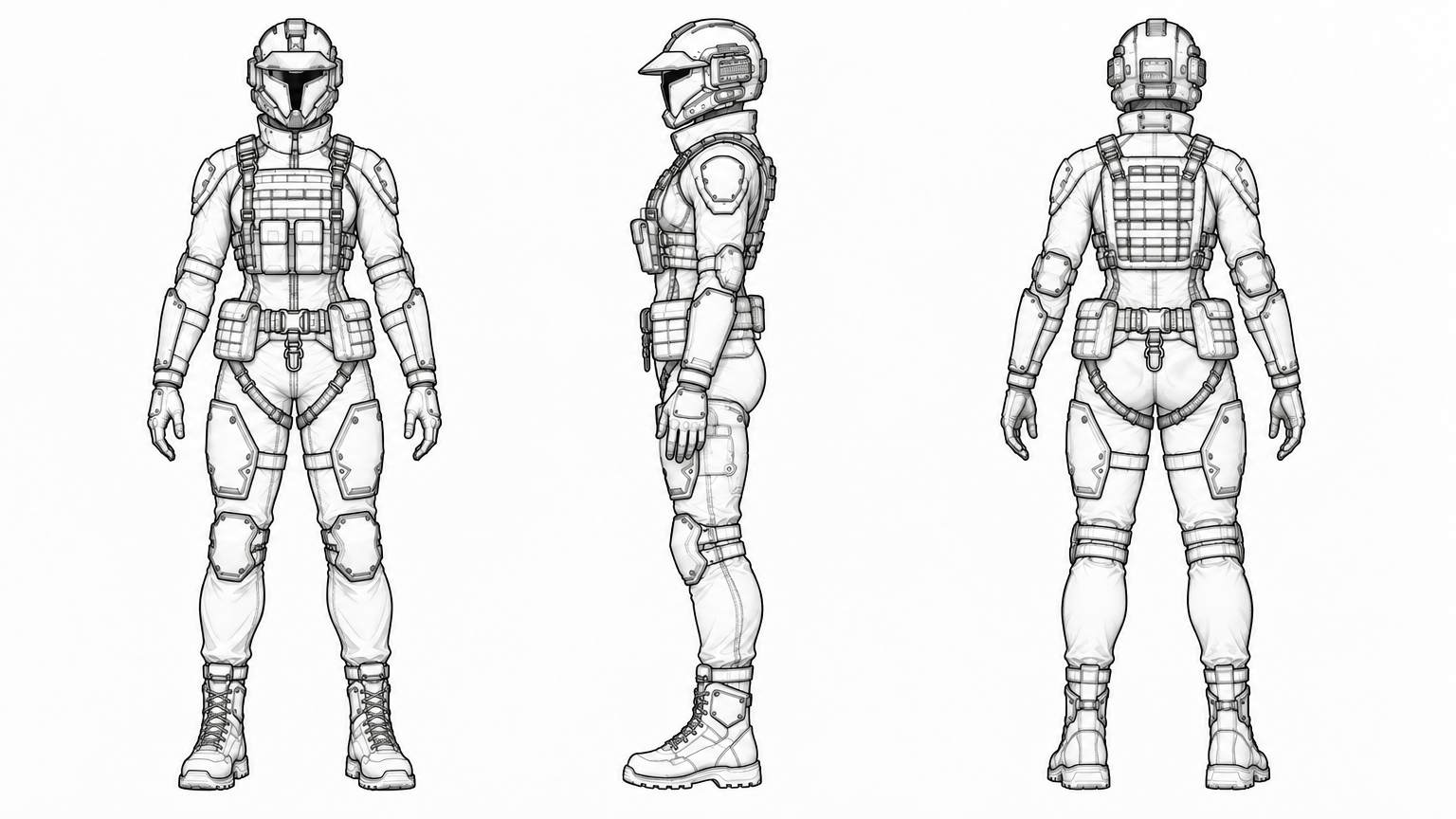 Adjust shoulders to be narrower, butt rounder and stance to be less wide.